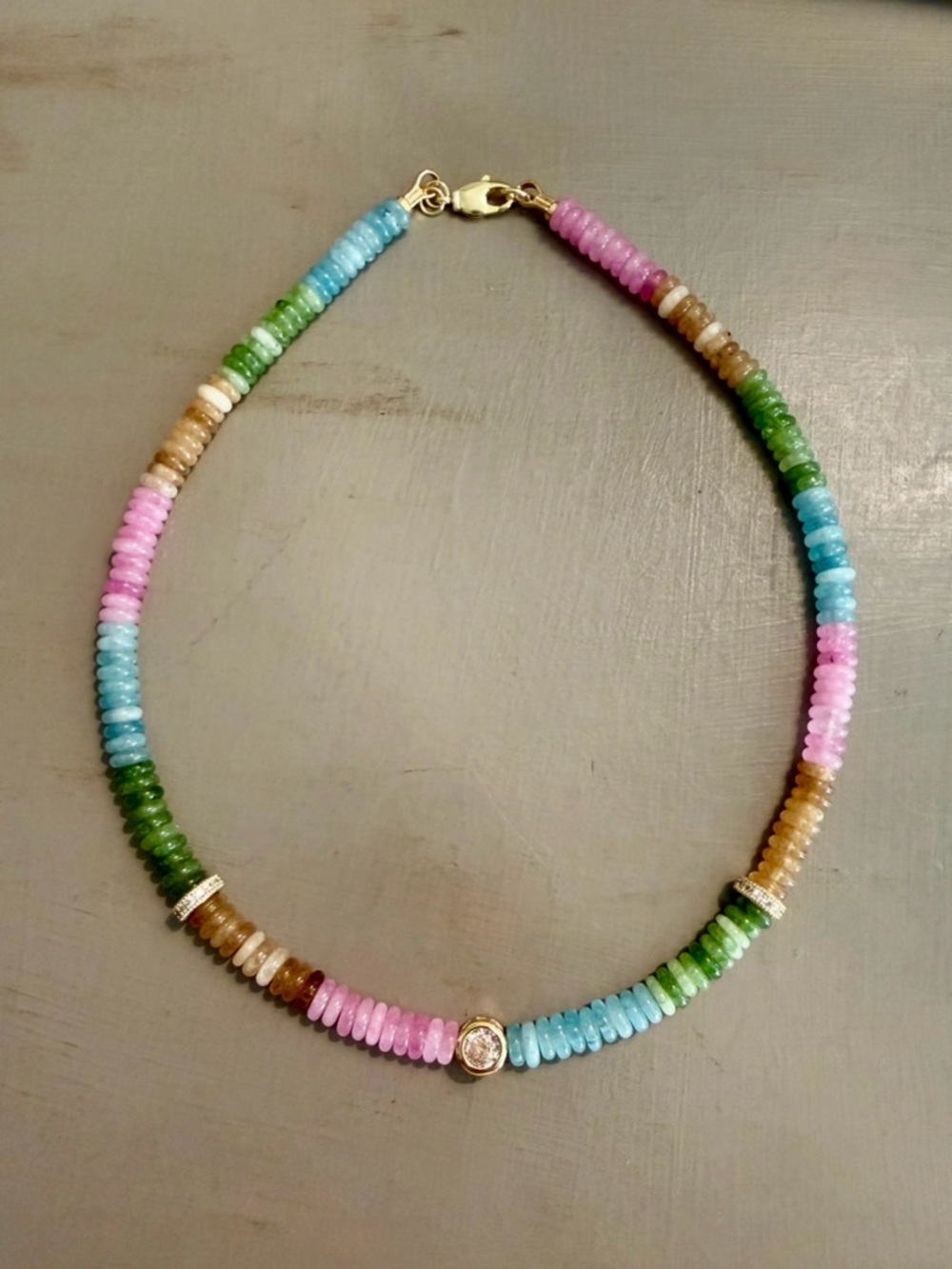 The Colorline Bezel (Dyed Jade with CZ) Necklace